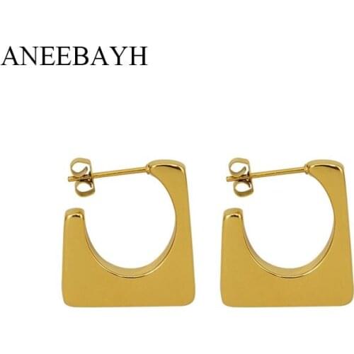 Fashion Stainless Steel Geometric Stud Earrings For Women Minimalist Gold Metal Earrings Unusual Earrings Jewelry Party Gift