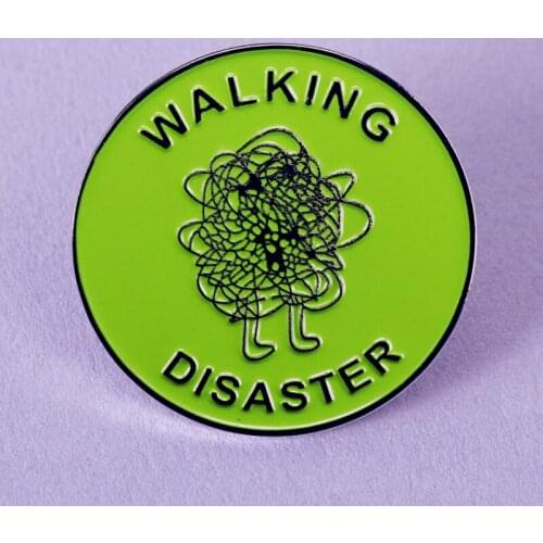 Cartoon Funny Walking Disaster Enamel Brooch Pin Backpack Hat Bag Lapel Pins Badges Women Mens Fashion Jewelry Accessories