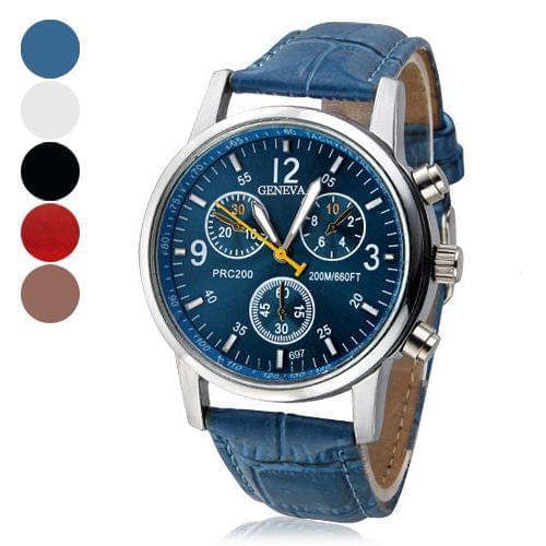 Men Women Fashion Faux Leather Band Quartz Analog Arabic Numerals Wrist Watch Relojes