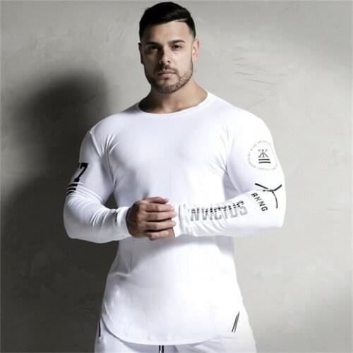 Men Skinny Long sleeve Shirts elasticity Sports T-shirt Men Gyms Compress T-shirt Fitness Running T-shirt men brand Clothing