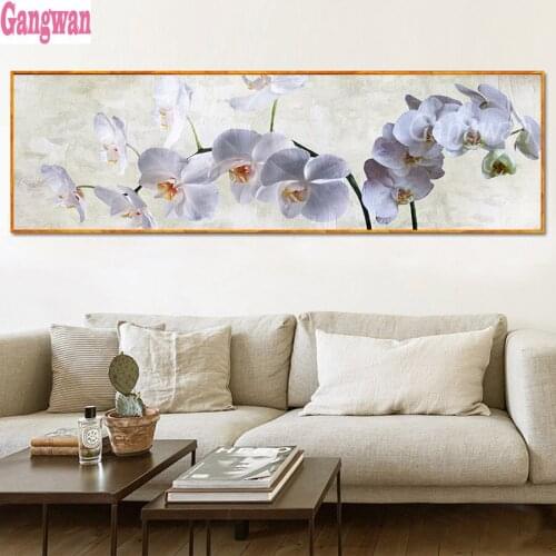 Diy Diamond painting large white beautiful orchid Diamond embroider flower 5d cross stitch crystal diamond sets unfinish decor