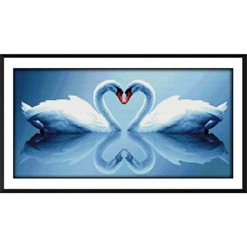 Beautiful white swan Cross Stitch embroidery kit,11 14CT Printed Fabric, DMC DIY Handmade Needlework Art Home Decor wedding gift