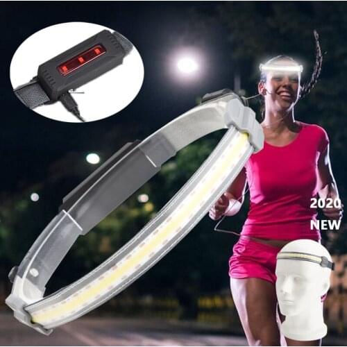 COB LED Strip Headlamp 3-Mode 400LM Headlight Waterproof Outdoor Head Torch By AAA Battery Rechargeable For Camping