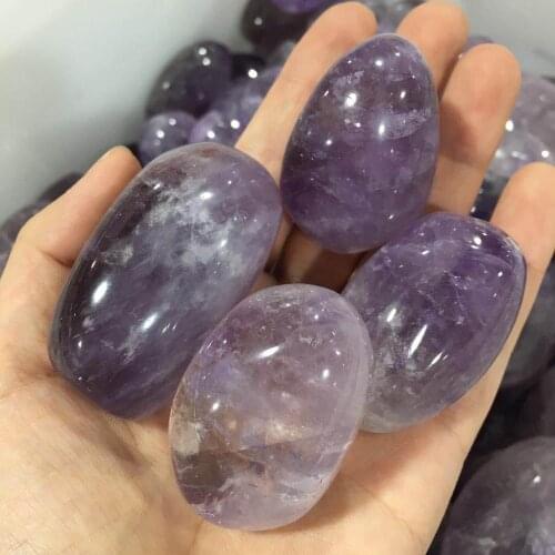 Natural Gem Dream Amethyst Chakra Crystal Palm Stones Reiki Healing Hand Play Home Decor Gift