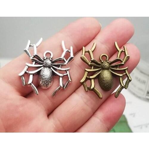 8pcs/lot--35x31mm, spider cham,Antique silver plated/bronze plated spider charms ,DIY supplies, Jewelry accessories