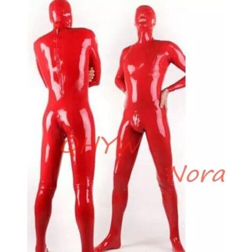Nature Sexy Latex Man Body Catsuit with Hood&socks Back Zippers Alice In Wonderland Costume Adult Cosplay Costume
