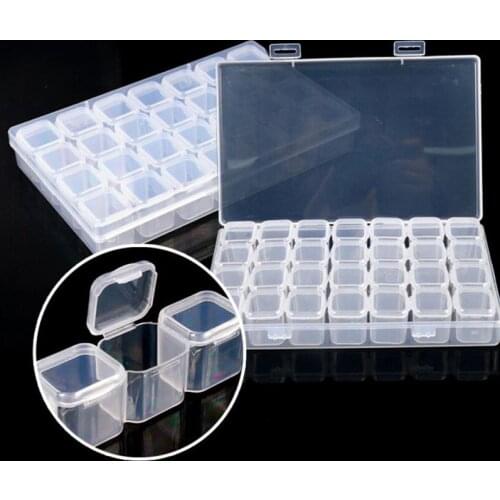 Clear Plastic Empty Storage Box Slots Removble Nail Glitter Beads Rhinestone Tools Container Box Case Organizer Holder TD14-28