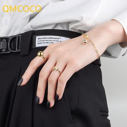 QMCOCO 925 Silver Creative Fashion Geometry Round-Bead Bracelet For Woman Korean Style Simple Birthday Party Couple Jewelry Gift