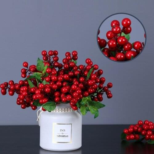 Christmas Artificial Fruit Blue Foam Berries Beans Flowers Home Decoration Fake Flowers for Wedding Party Garden Decor