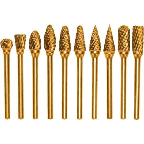 SHGO HOT-10Pcs Tungsten Carbide Rotary Burrs, Double Cut Burr Set 1/8inch(3mm) Shank Rotating Files Rasp Polishing Tool Accessor