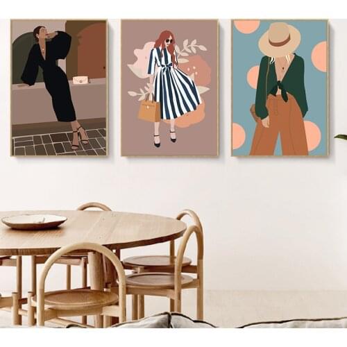 Nordic Abstract Figure Morandi Color Modern Fashion Lady Wall Posters Decorative Canvas Painting For Living Room Decoration