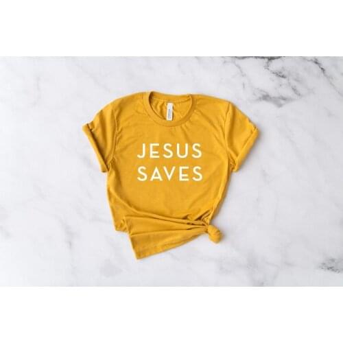 Skuggnas New Arrival Jesus Saves T-shirt Cheerful Christian T-shirt Jesus Saves Shirt Short Sleeve Fashion Tumblr Tees Drop Ship