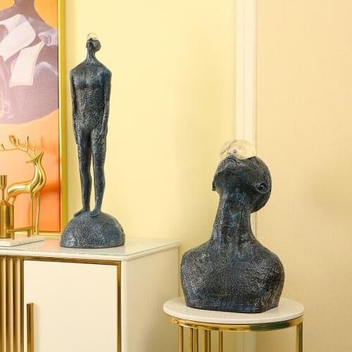 Modern Look up Stand Portrait Statue Abstraction Figure Art Figurines Resin Craft Home Room Office Hotel Decor Accessories