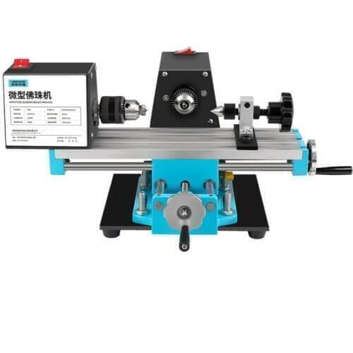 220V Mini Wood Lathe Machine DIY Woodworking Beads Small Lathe Polishing and Cutting Bead Round Perforated Wooden Bead Machine