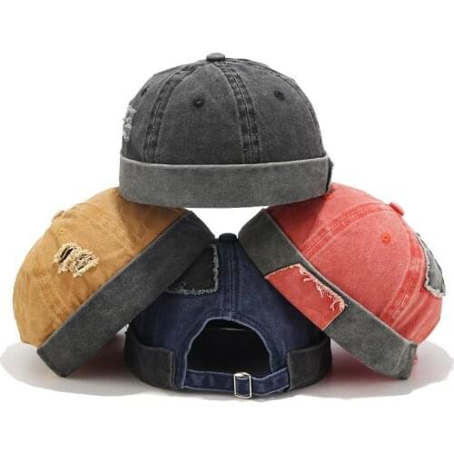 LDSLYJR Vintage Docker Cap Brimless Hat Breathable Beanie Hats Cotton Adjustable patchwork Landlord Sailor Cap Men and Women 02
