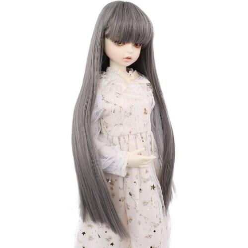 MUZIWIG Doll Accessories 1/3 1/4 1/6 BJD Doll Wig Long Bangs Straight Hair Natural Color Wig For DIY All BJD Doll Girl Gift