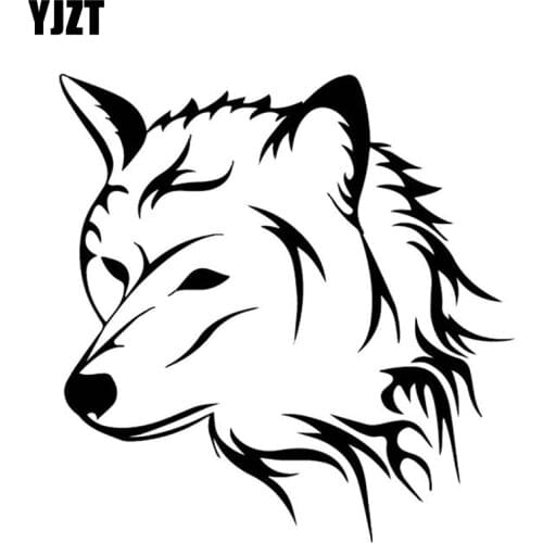 YJZT 14.7CM*15.1CM Wolf Head Simplicity Decoration Car Stickers Vinyl Decal Bumper Accesscories Black/Silver C4-1142