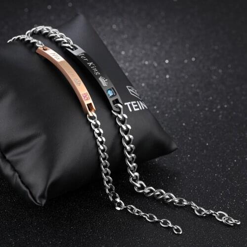 YSM B357 Her King Jewelry 2021 Trend Titanium Steel His Queen Couple Bracelet For Women Fashion Zircon Black Rose Gold Bracelet