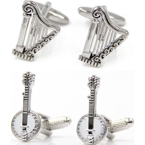 Musical Instrument Cufflinks Funny Banjo Design Cuff Links Shirt Buttons Stud Mens Gift Fashion Jewelry Accessory 20pairs/lot