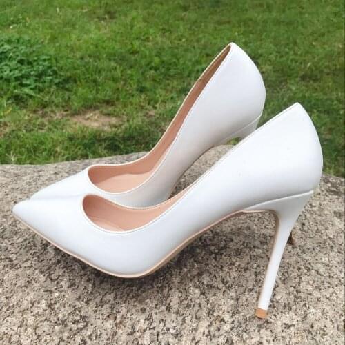 2019 Fashion free shipping New Women lady white leather Poined Toe Stiletto high heel pump HIGH-HEELED SHOES Wedding Shoes