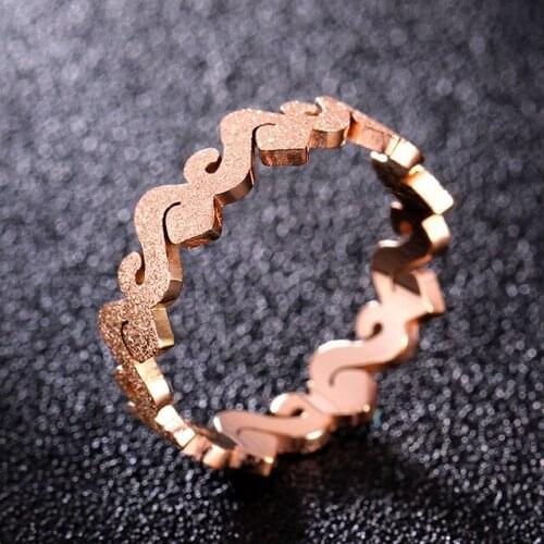 High quality New rose gold color simple fashion matte S-shaped letter titanium steel rose gold color female ring wedding jewelr