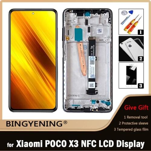 Original For Xiaomi POCO X3 NFC LCD Display Screen Touch Digitizer Assembly For 6.67‘’ Xiaomi POCO X3 With Frame Replace