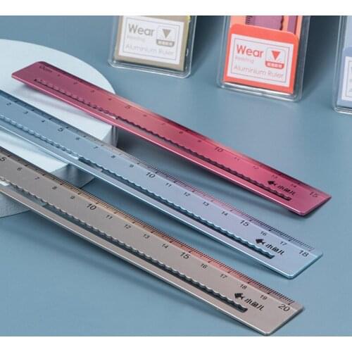 1Pc Metal Ruler 3 Colors Optional 15/18/20cm with Wavy Line Multi-function Suit Student Supplies
