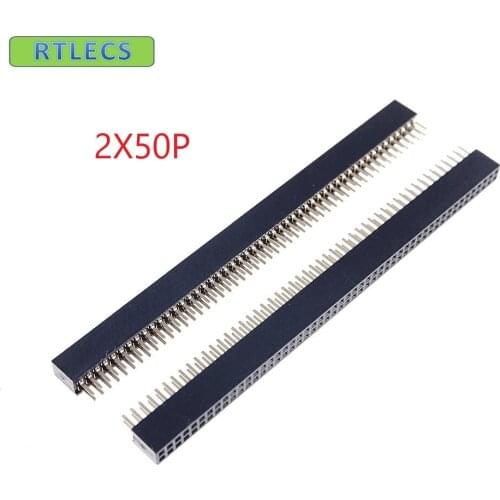 100pcs 2x50 P 100 pin 1.27mm Pitch Pin Header Female dual row straight through hole DIP Rohs Lead free
