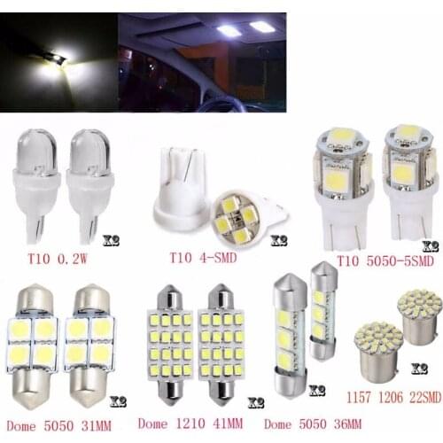 14pcs/set LED 1157 T10 31 36mm Super Bright White Car Auto Interior Map Dome License Plate Replacement Light Kit