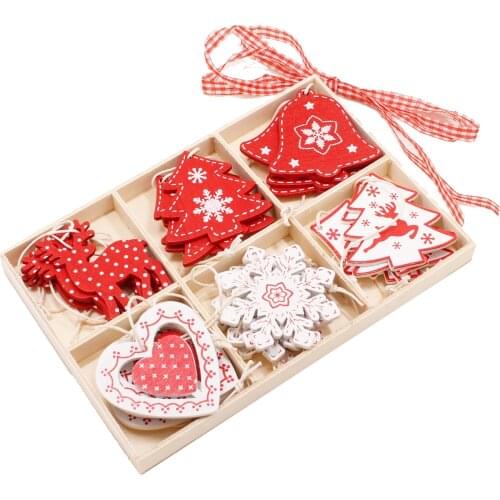 24 Pieces Wood Slices+Wood Box Christmas Ornaments Unfinished Wood Slices DIY Crafts Centerpieces Holiday Hanging Decorations