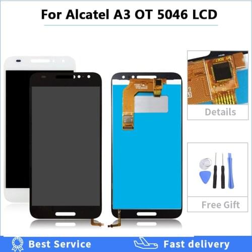 5" lcd For Alcatel A3 LCD Display and Touch Screen Assembly Repair Part For Alcatel A3 OT 5046 5046D 5046X 5046Y OT5046 +Tools