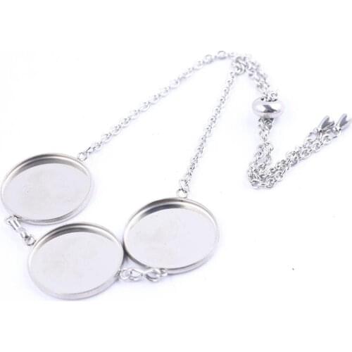 5pcs fit 20mm cabochon bracelet setting blanks stainless steel adjustable chain bracelets bezels diy findings