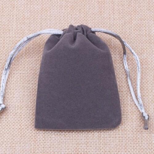 Drawstring Velvet Bags 50pcs/lot 5x7cm Gray Jewelry Pendant Packaging Bags Pouches for Party Candy Gifts Storage Bags Wholesale