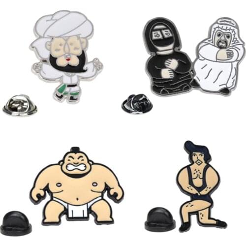 Japanese Sumo Cartoon Character Cute Enamel Brooch Metal Badge Cowboy Clothes Bag Oil Drop Pins Jewelry Brooch Pin Banquet