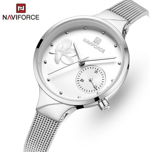 NAVIFORCE Women Watches Top Luxury Brand Fashion Steel Quartz Watch Ladies Waterproof Flower Girl Clock relogio feminino