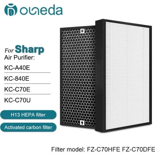 Air Purifier Hepa Actived Carbon Filter FZ-C70HFE FZ-C70DFE for Sharp KC-A40E KC-840E Air Purifier Parts Filters Replacement