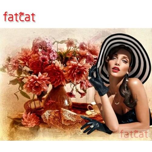 FATCAT 5d diy diamond painting woman flower full square round drill diamond embroidery sale girl home decoration AE2321