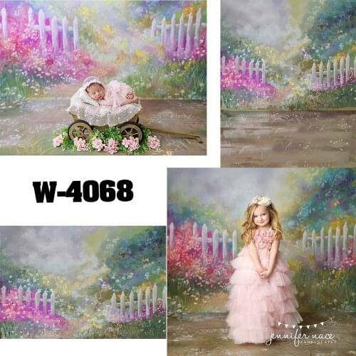 Art Painting Watercolor Garden Wood Fence Floral Background Photography Backdrops Photocall Portrait Backdrop For Taking Picture