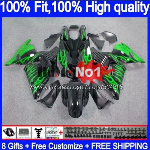 Injection For KAWASAKI ZX-14R ZX14R 12 13 14 15 16 17 87MC.45 ZZR1400 ZX 14R 2012 2013 2014 2015 2016 2017 Fairing Green flames