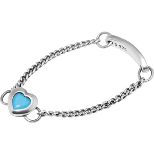 CKK 925 Sterling Silver Spirited Heart Ring, Cyan Blue Crystal For Women Gift Original Jewelry DIY Making