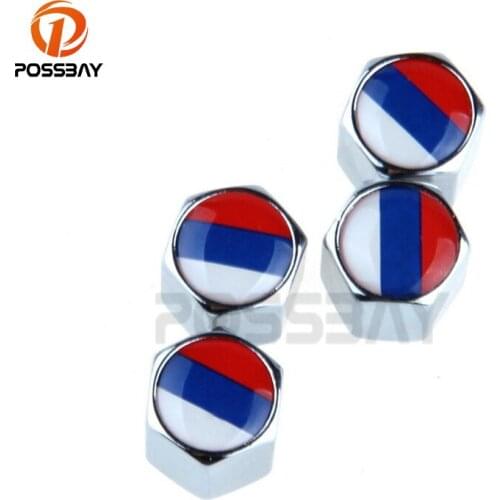 POSSBAY Silver 4Pcs/Set Russian Tire Valve Caps Airtight Cover Stainless Steel Car Wheel Tyre Tire Stem Air Spare Tire Covers