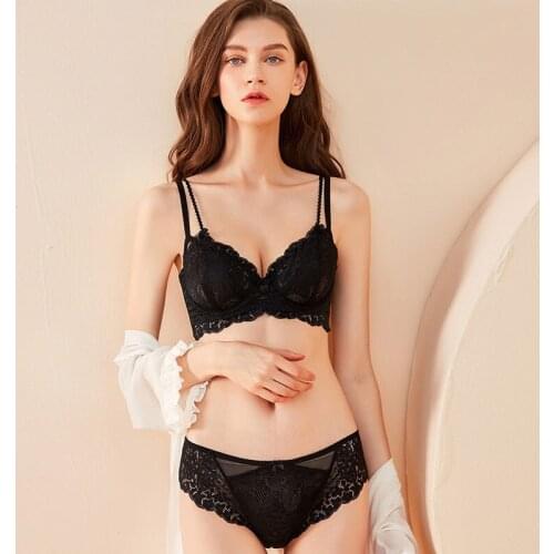 Wasteheart New Women Fashion Blue Sexy Lingerie Sets Push Up Cotton Panties Underwear Lace Trim Cotton Panties Bra Sets