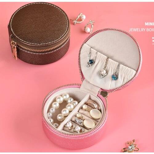 Leather Jewelry Box Custom Logo Small Travel Velvet Portable Earring Organizer Cases Ropshipping High Storage Custom Jewelry Box