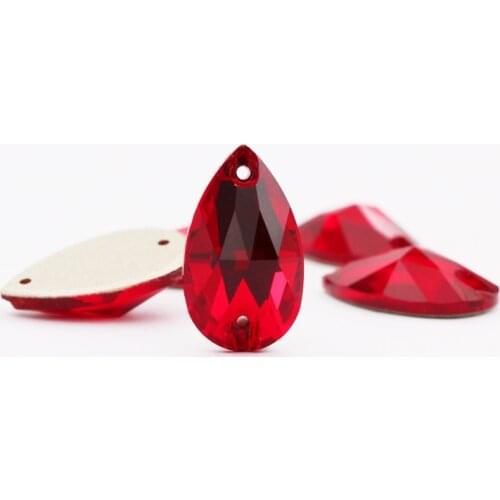 Red Siam Crystal Rhinestones K9 Glass Glittering Drop Flatback Sew For Craft Sweater Clothing Decoration Wedding Dress Beads