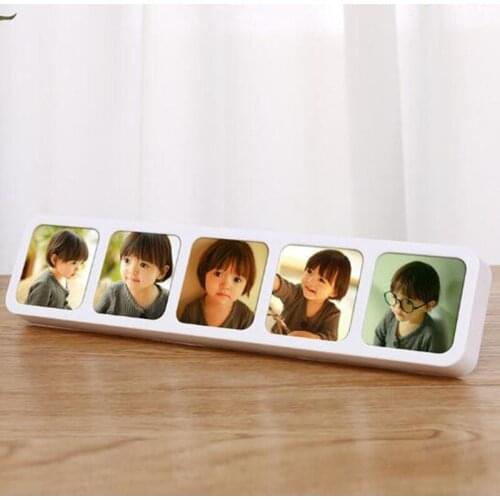 Creative Combination of 5 Squares Picture Frame White Color Photo Frame for Baby Kids Family Desktop Ornament Home Decor Gift
