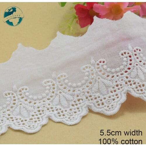 3yards 5.5cm width 100% cotton embroidery lace french lace ribbon fabric guipure diy trims warp knitting sewing Accessories#3241