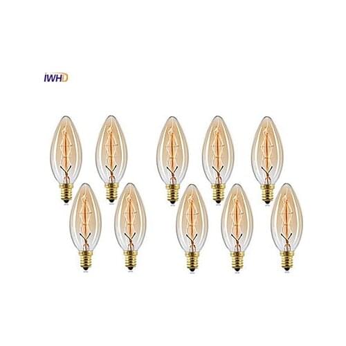 IWHD Bombillas E14 Edison Bulb Vintage Retro Lamp 220V 40W Candle Incandescent Ampoule Vintage Decoration C35