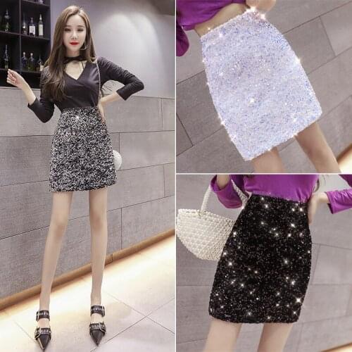 Multicolor Glamorous Sequin Skirts Womens Spring Autumn Nightout Mid Waist Party Bodycon Mini Skirt Long Skirts for Women