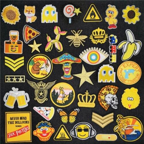 Cartoon stripe Embroidery Badge for clothes Applique Iron-on transfers Patches Sewing Supplies Decorative Sticker Military Patch