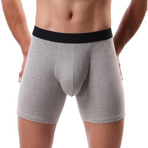 Men Long Boxer Shorts Cotton Slip Underwear Sexy Bugle Pouch Sports Boxershorts Ropa Interior Hombre Panties Cueca Underpants
